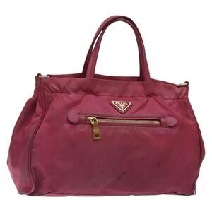 PRADA Hand Bag Nylon Pink Gold